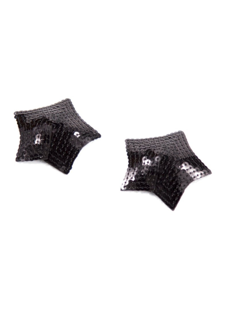 Paire de cache tétons adhésifs étoile pailletée sequin noir - NP-2024
